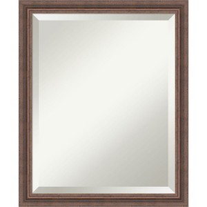 Amanti Art Distressed Rustic Brown Beveled Wood Bathroom Wall Mirror - 1 of 4
