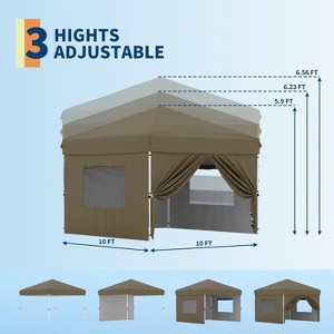 10x10FT Commercial Pop Up Canopy Tent with 4 Side Walls, Waterproof Instant Outdoor Shelter for Events, Brown - 1 of 4