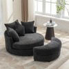 CLIHOME 360° Swivel Accent Barrel Chair with Storage Ottoman & 4 Pillows, Modern Chenille Leisure Chair Round Accent - 3 of 4