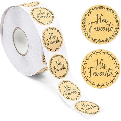 Pipilo Press 1000-Pack His Favorite Her Favorite Rustic Stickers for Wedding Decorations (1.5 in)