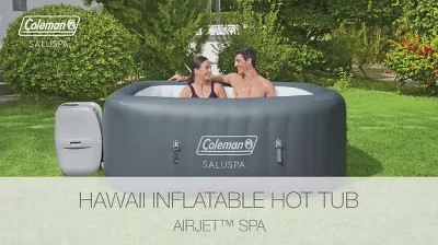 Coleman SaluSpa Blue Square Inflatable Hot Tub with 140 Jets