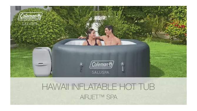 Coleman SaluSpa AirJet 4 to 6 Person Inflatable Hot Tub Square Portable Outdoor Spa with 114 Soothing AirJets and Insulated Cover, Gray, 2 of 9, play video