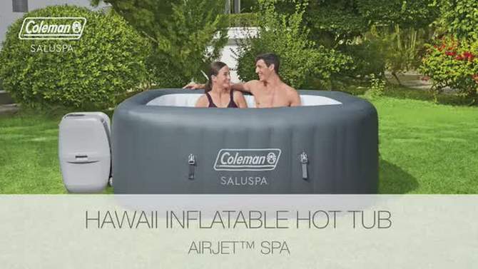 Coleman SaluSpa 140 AirJet Square 4-6 Person Inflatable Hot Tub Spa with PureSpa NonSlip Inflatable Removable Hot Tub Seat Accessory, 2 of 8, play video