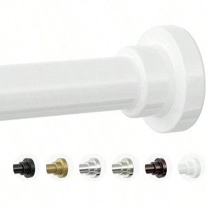 Shower Curtain Rod 1 Inch Diameter Heavy Duty Non Slip Adjustable 28 - 74 Inch No Drill White Spring Tension Bathroom Shower Stall - 1 of 4
