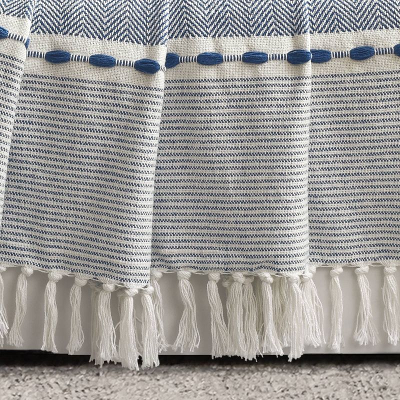 50"x60" Herringbone Striped Yarn Dyed Cotton Woven Throw Blanket with Tassels - Lush Décor, 3 of 11