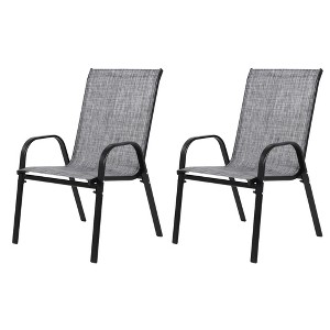 FURNIinspire Patio Seating Sets 2 Piece Patio Chairs, Garden Chairs With Breathable Fabric And Armrest High Backrest, Gray, 24.41“*24.41”*38.19“ - 1 of 4