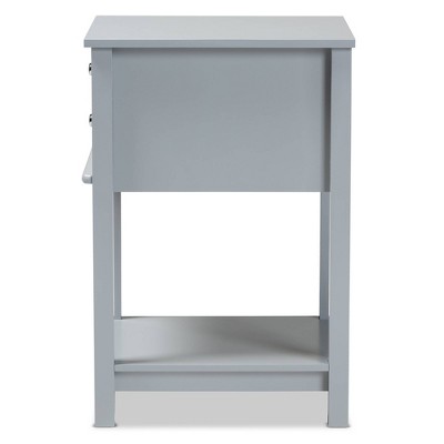 Willow Light Grey 2-Drawer Wood Nightstand with Silver Knobs