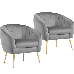 Yaheetech Set of 2 Channel Tufted Accent Armchairs with Gold Metal Legs for Living Room - 1 of 4