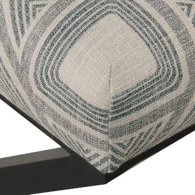 Charcoal Square Geometric Tufted Footstool with Metal X Base