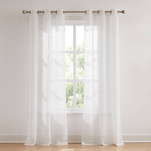 38"x84" Lush Decor Aileen Textured Raindrop Sheer Window Curtain Panels White Pair - 1 of 4