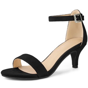 BLISSFUL STEP Women's Open Toe Ankle Strap Kitten Heels Sandals - 1 of 4