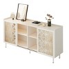 CAVINAS Mid-Century Storage Cabinet with Sliding Door,Farmhouse TV Stand Accent Cabinet with Two Doors,Sideboard Cabinet for Living Room - 3 of 4