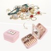 Unique Bargains Mini Portable PU Leather Pink Travel Jewelry Box with Mirror - 2 of 4