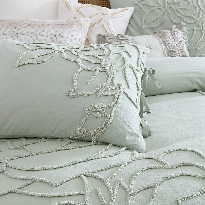 Full/Queen Green Cotton Floral Comforter Set