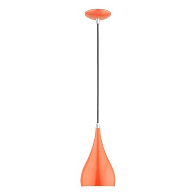 Livex Lighting Amador 1 - Light Pendant in  Shiny Orange/Polished Chrome