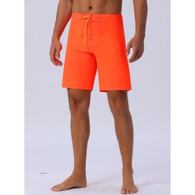 INSPIRE CHIC Men's Summer Lightweight Solid Color Drawstring Long Board Shorts 28 Orange — фото 2
