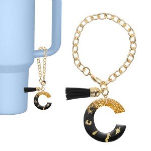 Unique Bargains Resin Lightweight Decorative Tassel Keychain Handle Charm Black with Gold Foil 1 Pc - 1 of 4