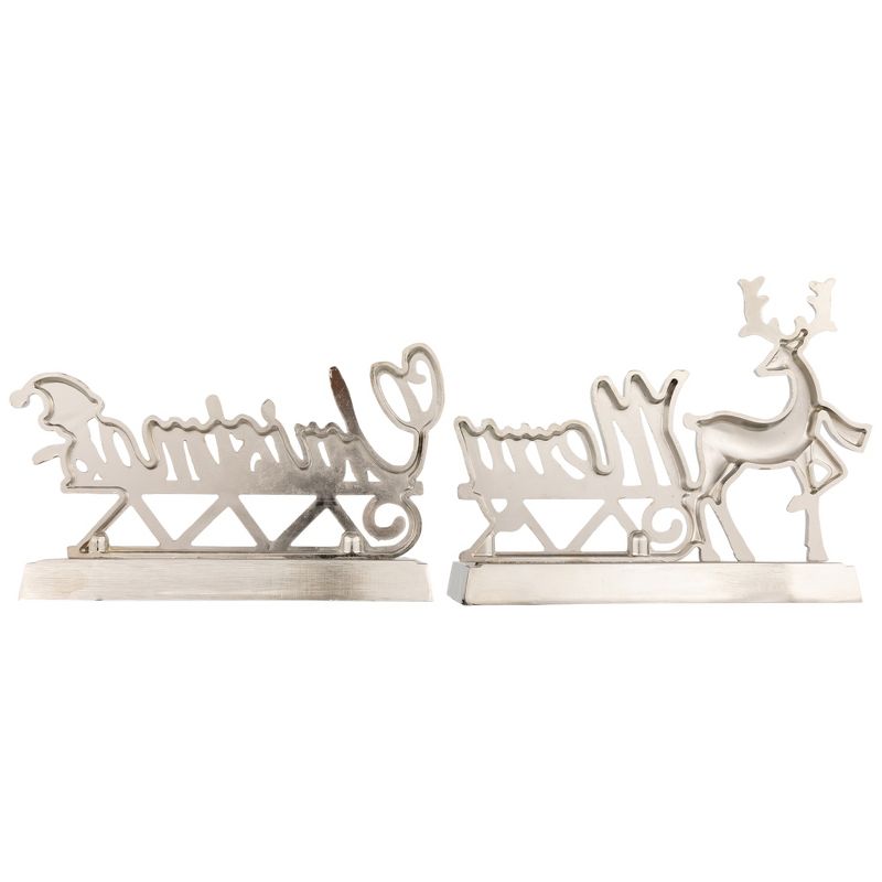 Northlight Set of 2 Silver Reindeer Merry Christmas Metal Stocking Holders 5.5", 5 of 7