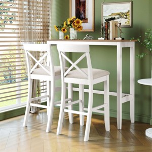 3-Piece Bar Height Dining Set for 2, Rectangular Bar Table with 2 Chairs, Small Breakfast Nook Table Set for Kitchen or Apartment - Maison Boucle - 1 of 4