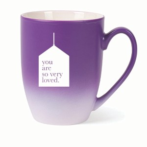 Elanze Designs You Are So Very Loved. Two Toned Ombre Matte 10 ounce New Bone China Coffee Tea Cup Mug, Purple and White - 1 of 4