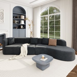 125.8"W Curved Sectional Sofa Couch with 3 Pillows 4S -ModernLuxe - 1 of 4
