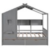 Whisen Twin Size House Bed & Kids Bed, Playhouse Bed with 2 Drawers, Storage Shelf - 3 of 4