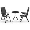 vidaXL Black Bistro Set - 3 Piece Outdoor Furniture Set with Reclining Chairs, Aluminium, Textilene and Glass, Ideal for Patio, Garden, and Deck - 2 of 4