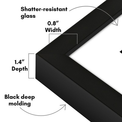 8x8 Black Gallery-Style Square Picture Frame with Mat