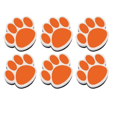 Ashley Productions® Magnetic Whiteboard Eraser, Orange Paw, Pack of 6
