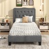 Infans Twin Size Bed Frame w/ 46" Tall Button Tufted Headboard Wooden Slats Support - 4 of 4