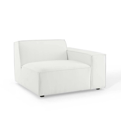 White Velvet 5-Piece Sectional Sofa with Ottoman