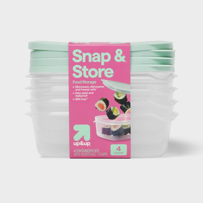 Snap &#38; Store Food Storage Containers - 16 fl oz/4ct - up &#38; up&#8482;, 1 of 4