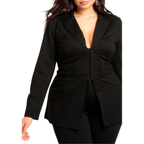 Plus size black blazer hot sale jacket