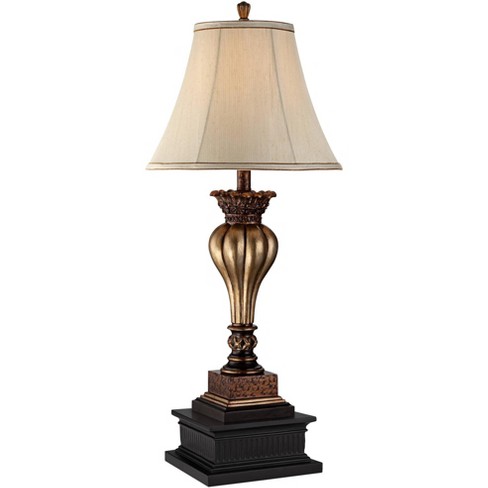 Regency Hill Senardo Traditional Vintage Table Lamp With Black Square Riser  34 1/4 Tall Gold Vase Tan Bell Shade For Bedroom Living Room House Home :  Target