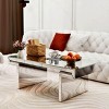47.3" Modern Mirrored Coffee Table with Fluted Tempered Glass,Rectangular Glam Sofa Table for Living Room–The Pop Home - 2 of 4