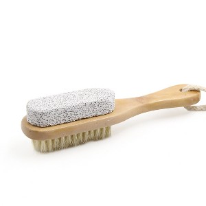 Unique Bargains Pumice Bristle Wood Handle Foot Care Pedicure Dry Hard Dead Skin Exfoliates Brush Remover Scrubber Light Beige 6.7 x 1.4 x 1.6" 1Pc - 1 of 3