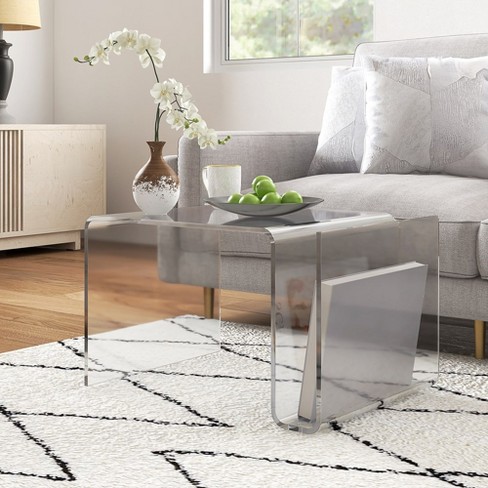2 tier Modern Acrylic Side Table Minimalist S shaped End Table Transparent Display Stand Target