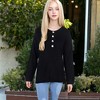 Anna-Kaci Women's Contrast Half Button Henley Down Textured Sweater - 3 of 4