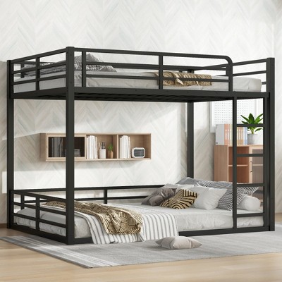 Lycvki Black Metal Bunk Bed Full over Full Noise-reduced Design