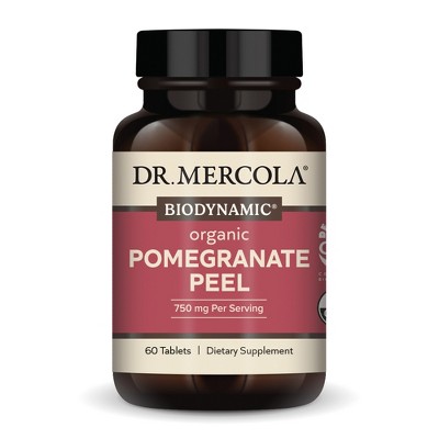 Dr. Mercola Biodynamic Organic Pomegranate Peel, 60 Tablets, Supports Mitochondrial Health, Non-GMO, USDA Organic