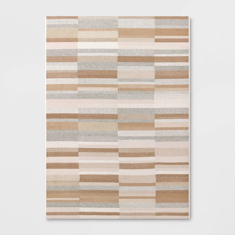 5&#39; x 7&#39; Stripe Tapestry Outdoor Rug Khaki/Gray - Threshold&#8482;, 1 of 6