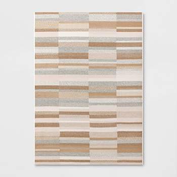 5' x 7' Stripe Tapestry Outdoor Rug Khaki/Gray - Threshold™