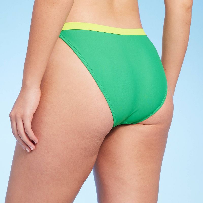 Women's Colorblock Cheeky High Leg Bikini Bottom - Wild Fable™ Green, 6 of 7