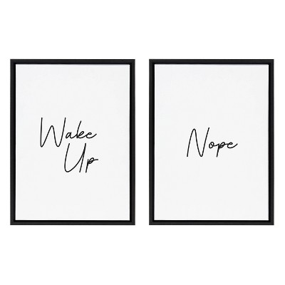 Kate & Laurel All Things Decor (Set of 2) 18"x24" Sylvie Wake Up and Nope Framed Canvas Set