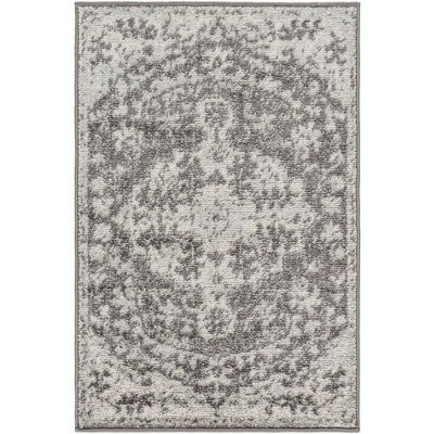 Mark & Day Olivia 3'11"x5'7" Rectangle Woven Indoor Area Rugs Charcoal: Traditional Medallion, Stain-Resistant, Pet Friendly