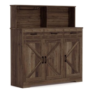 Sideboard Buffet with Microwave Stand, Buffet Storage Cabinet with Drawers, Wood Coffee Bar Cabinet - 1 of 4