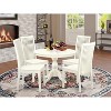 HomeStock 5-Piece Linen White Finish Solid Wood Top Dining table with 4 Chairs with Slat Back - 2 of 4