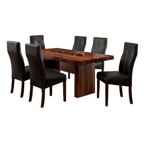 7pc Kerningfaux Marble Top Block Dining Table Set Brown Red Iohomes Target