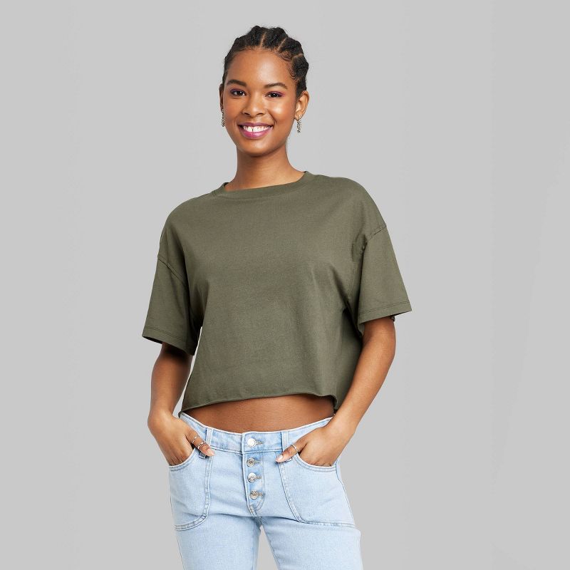 Women's Short Sleeve Relaxed Fit Cropped T-Shirt - Wild Fable™, 2 of 10