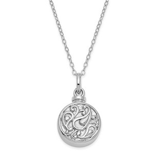 Black Bow Jewelry Rhodium Plated Sterling Silver Round Tear Ash Holder Necklace, 18 Inch - 1 of 4